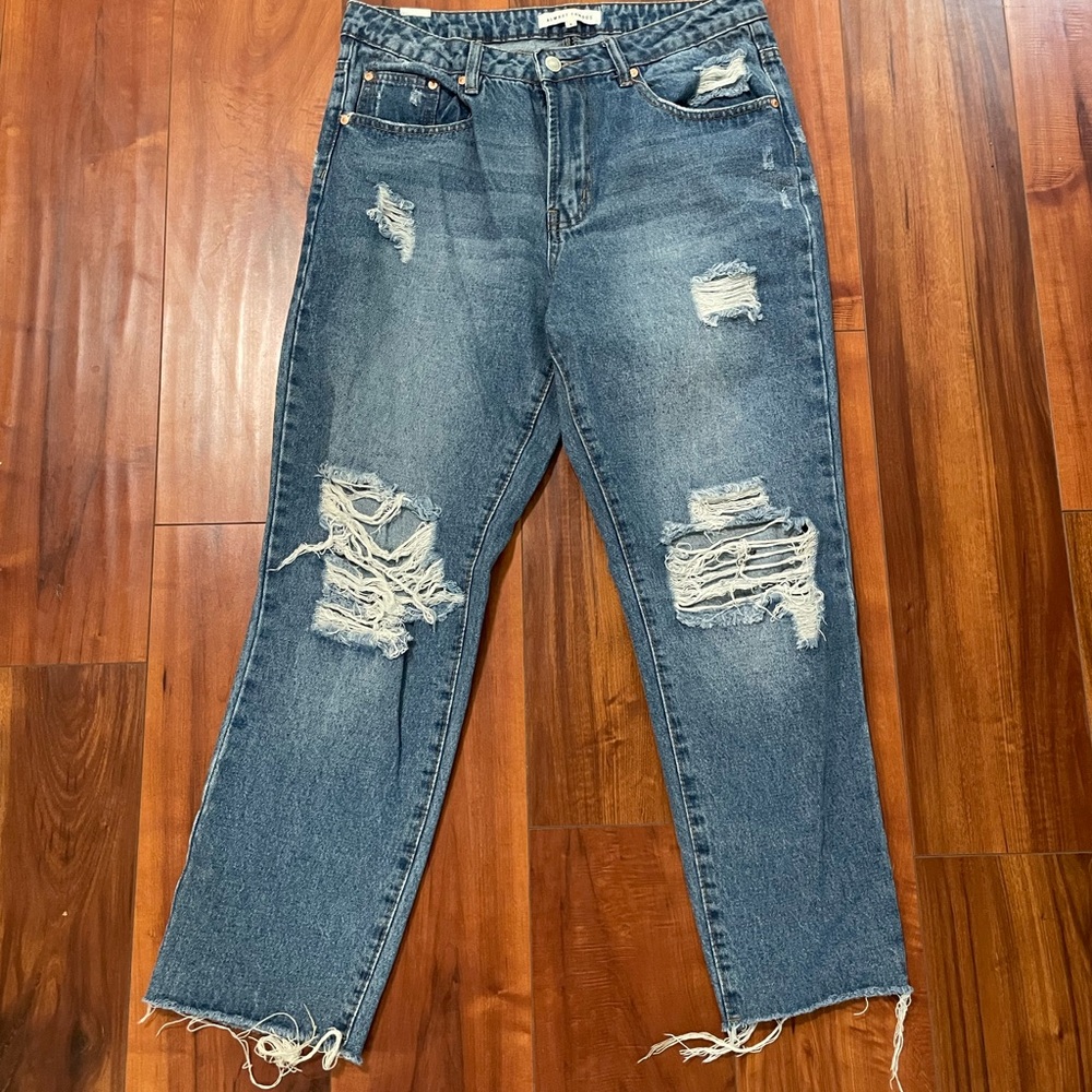 Almost Famous Blue Boyfriend Jeans Distressed Casual